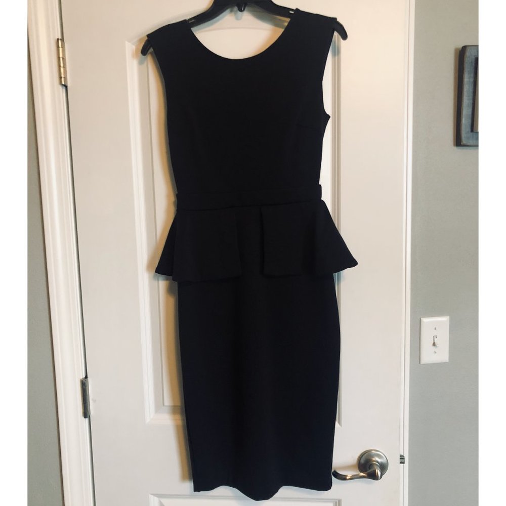 The Limited Black Peplum Midi Dress, Size XS